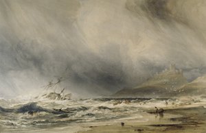バンバラ城、1852年（白いボディカラーの水彩画）